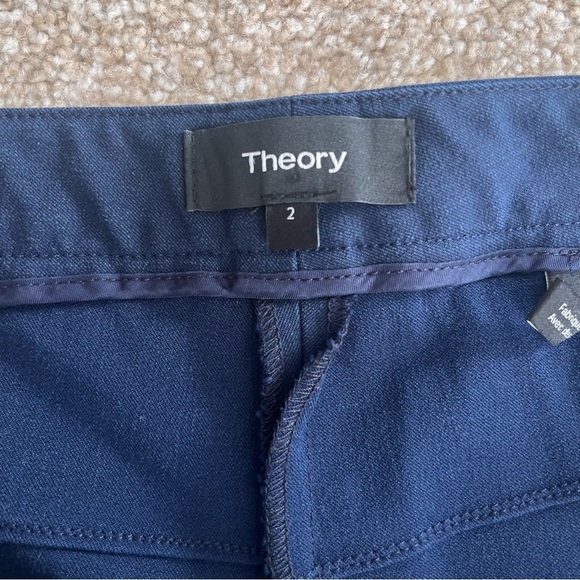 Theory Women's Blue Eco New Bistretch Crop Pants Size 2 - Picture 8 of 10